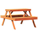 vidaXL viaszbarna tömör fenyőfa piknik asztal 105 x 134 x 75 cm