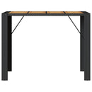 vidaXL fekete polyrattan kerti bárasztal akácfa lappal 145x80x110 cm