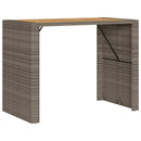 vidaXL szürke polyrattan kerti bárasztal akácfa lappal 145x80x110 cm