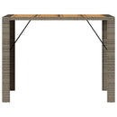 vidaXL szürke polyrattan kerti bárasztal akácfa lappal 145x80x110 cm