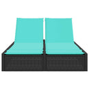 vidaXL fekete polyrattan kétszemélyes napozóágy párnákkal