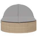 vidaXL bézs polyrattan dupla napozóágy párnával