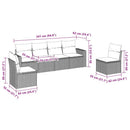 vidaXL 6 részes fekete polyrattan kerti ülőgarnitúra párnákkal