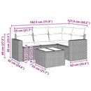 vidaXL 5 részes fekete polyrattan kerti kanapészett párnákkal