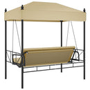 vidaXL homokszínű acél kerti hintapad tetővel