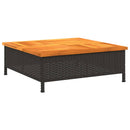 vidaXL fekete polyrattan és akácfa kerti asztal 70 x 70 x 25 cm
