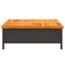 vidaXL fekete polyrattan és akácfa kerti asztal 70 x 70 x 25 cm