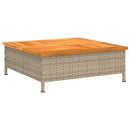 vidaXL bézs polyrattan és akácfa kerti asztal 70 x 70 x 25 cm