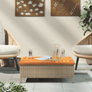 vidaXL bézs polyrattan és akácfa kerti asztal 70 x 70 x 25 cm