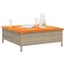 vidaXL bézs polyrattan és akácfa kerti asztal 70 x 70 x 25 cm