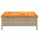 vidaXL bézs polyrattan és akácfa kerti asztal 70 x 70 x 25 cm