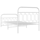 vidaXL fehér fém ágykeret fej- és lábtámlával 100x200 cm