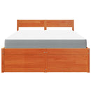 vidaXL viaszbarna tömör fenyőfa ágy fiókokkal és matraccal 140x190 cm