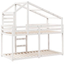 vidaXL fehér tömör fenyőfa ágy emelettel és tetővel 75 x 190 cm