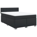 vidaXL fekete műbőr rugós ágy matraccal 140 x 190 cm