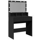 vidaXL fekete fésülködőasztal LED-del 80 x 41 x 134,5 cm