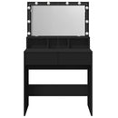vidaXL fekete fésülködőasztal LED-del 80 x 41 x 134,5 cm