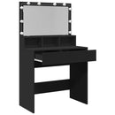 vidaXL fekete fésülködőasztal LED-del 80 x 41 x 134,5 cm