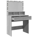 vidaXL szürke sonoma színű fésülködőasztal LED-del 80 x 41 x 134,5 cm