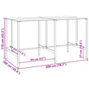 vidaXL fekete porszórt acél bárasztal 200 x 100 x 110 cm