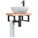 vidaXL acél és tömör bükkfa falra szerelhető mosdópolc