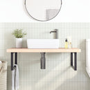 vidaXL acél és tömör tölgyfa falra szerelhető mosdópolc