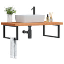 vidaXL acél és tömör bükkfa falra szerelhető mosdópolc