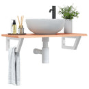 vidaXL acél és tömör tölgyfa falra szerelhető mosdópolc