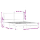 vidaXL sonoma tölgy színű fém ágykeret matrac nélkül 140 x 200 cm