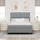 vidaXL Boxrugós ágy matracmal Világosszürke 140 x 190 cm szövet