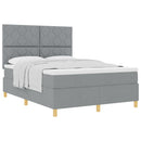 vidaXL Boxrugós ágy fejtámlával Világosszürke 140 x 190 cm szövet