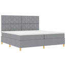 vidaXL Boxrugós ágy fejtámlával Világosszürke 200 x 200 cm szövet