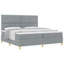vidaXL Boxrugós ágy fejtámlával Világosszürke 200 x 200 cm szövet