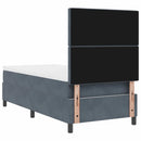 vidaXL Boxrugós ágy matracmal Sötétszürke 90 x 200 cm Bársony