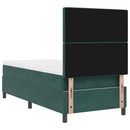 vidaXL Boxrugós ágy matracmal Sötétzöld 100 x 200 cm Bársony
