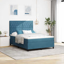 vidaXL Boxrugós ágy matracmal Sötétkék 140 x 190 cm Bársony