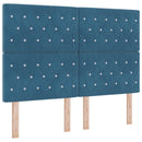 vidaXL Boxrugós ágy matracmal Sötétkék 140 x 190 cm Bársony