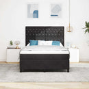vidaXL Boxrugós ágy matracmal fejtámlával Fekete 160 x 200 cm Bársony