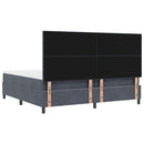 vidaXL Boxrugós ágy matracmal Sötétszürke 200 x 200 cm Bársony