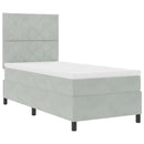 vidaXL Boxrugós ágy matracmal Világosszürke 90 x 200 cm Bársony