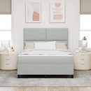 vidaXL Boxrugós ágy matracmal Világosszürke 140 x 190 cm Bársony