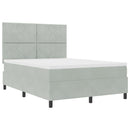 vidaXL Boxrugós ágy matracmal Világosszürke 140 x 190 cm Bársony