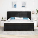 vidaXL Boxrugós ágy matracmal fejtámlával Fekete 200 x 200 cm szövet