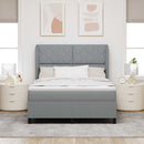 vidaXL Boxrugós ágy matracmal Világosszürke 140 x 190 cm szövet