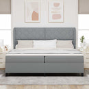 vidaXL Boxrugós ágy matracmal Világosszürke 200 x 200 cm szövet