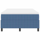 vidaXL Boxrugós ágy Kék és Fehér 203 x 120 x 60 cm Bársony anyag