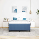 vidaXL Boxrugós ágy Kék és Fehér 203 x 140 x 60 cm Bársony anyag