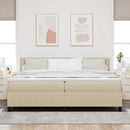 vidaXL Boxrugós ágy Világosszürke és fehér 203 x 200 x 88 cm