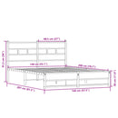 vidaXL sonoma tölgy színű fém ágykeret matrac nélkül 140 x 200 cm