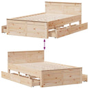 vidaXL tömör fenyőfa fejtámlás ágykeret matrac nélkül 120 x 190 cm